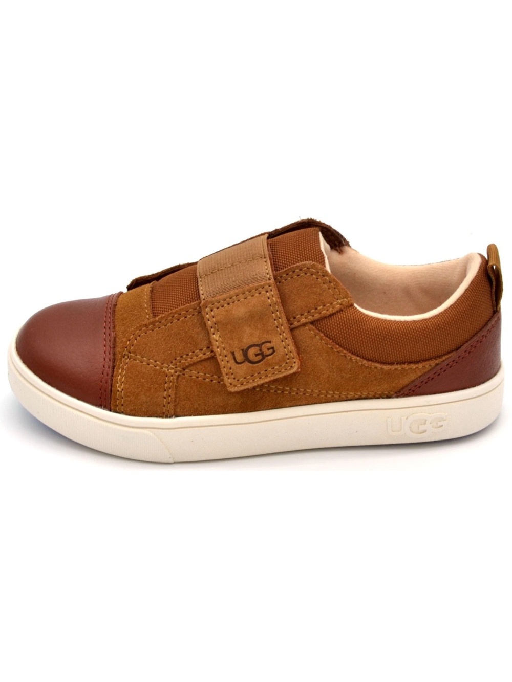 UGG Kids Brown and Chestnut Velcro Suede Sneaker